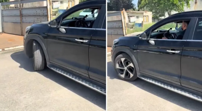 Çekici Ücreti Vermemek İçin Kamyon Kasasında Otomobil Taşıdı!