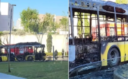Başakşehir’de Seyir Halindeki İETT Otobüsü Alev Aldı!