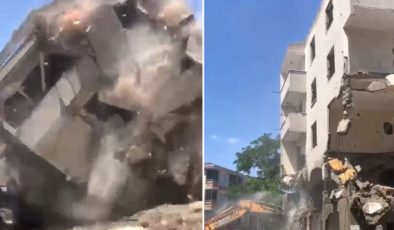 Esenyurt’ta Yıkım Felakete Döndü: Bina Yola Çöktü!