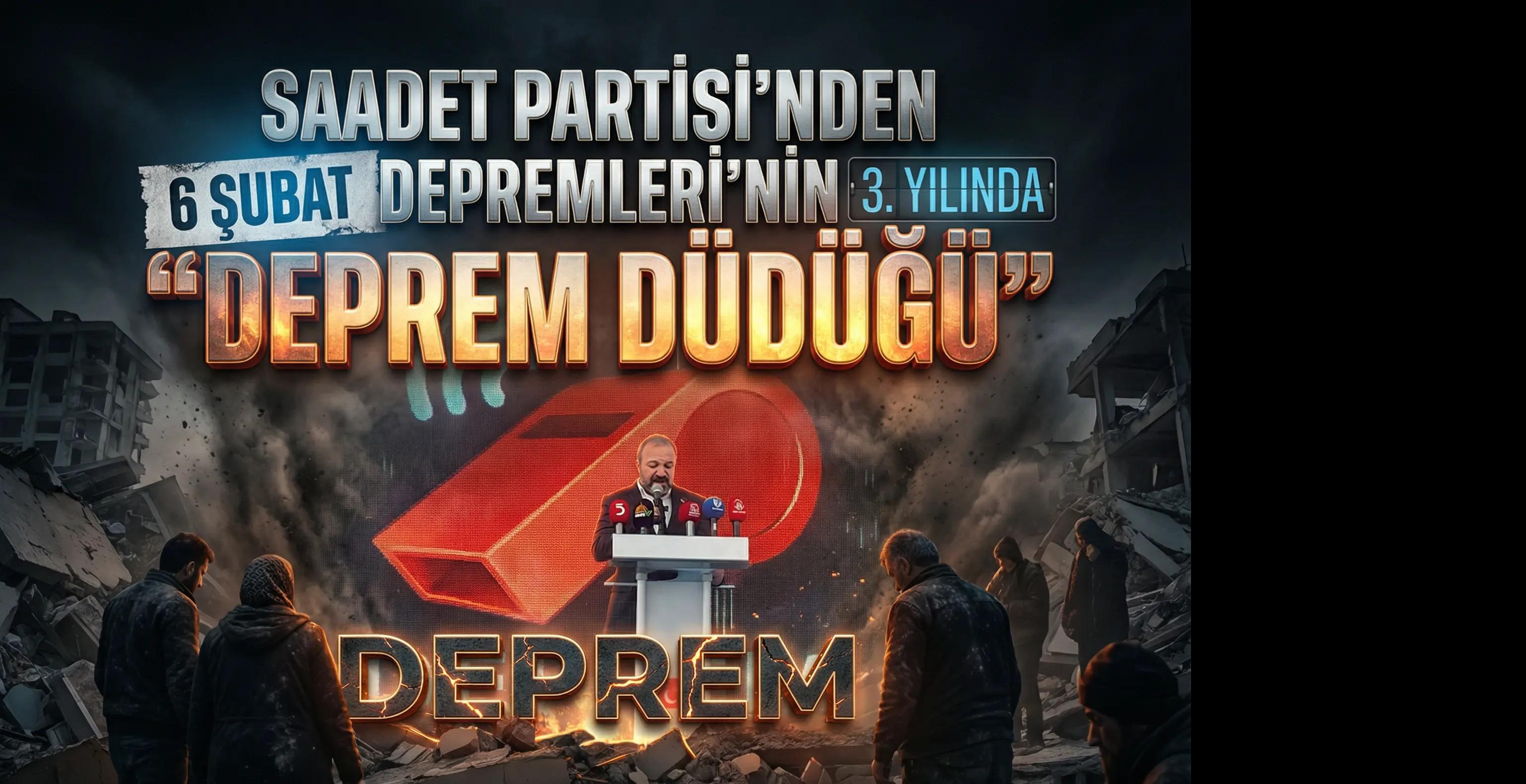 SAADET PARTİSİ’NDEN 6 ŞUBAT DEPREMLERİ’NİN 3. YILINDA “DEPREM DÜDÜĞÜ” EYLEMİ: “ŞEHİRLERİMİZ RANTA, İNSANLARIMIZ İHMALE KURBAN EDİLDİ”
